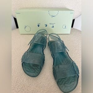 Blue off white sandals